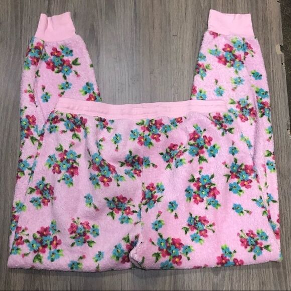 SHABBY CHIC DITSY FLORAL FUZZY PAJAMA LOUNGE PANTS PINK SIZE XL - Picture 5 of 8